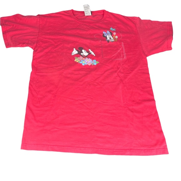 VINTAGE MICKEY MINNIE BLUE BIRD FAUX POCKET TEE T SHIRT DISNEY MEDIUM - Picture 1 of 4
